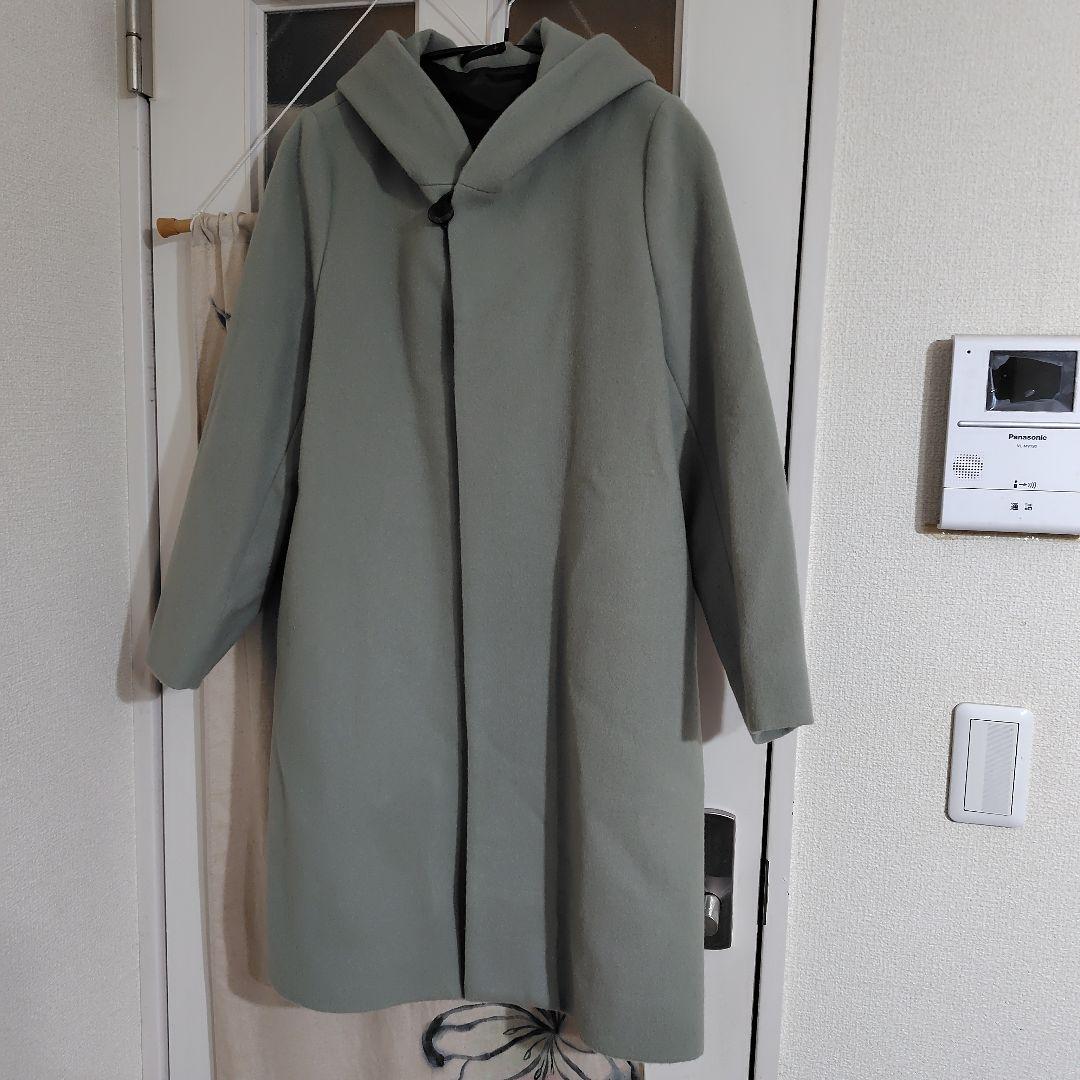 Mitukisan着パラスパレス十日フード付きグリーングレーコートサイズ2