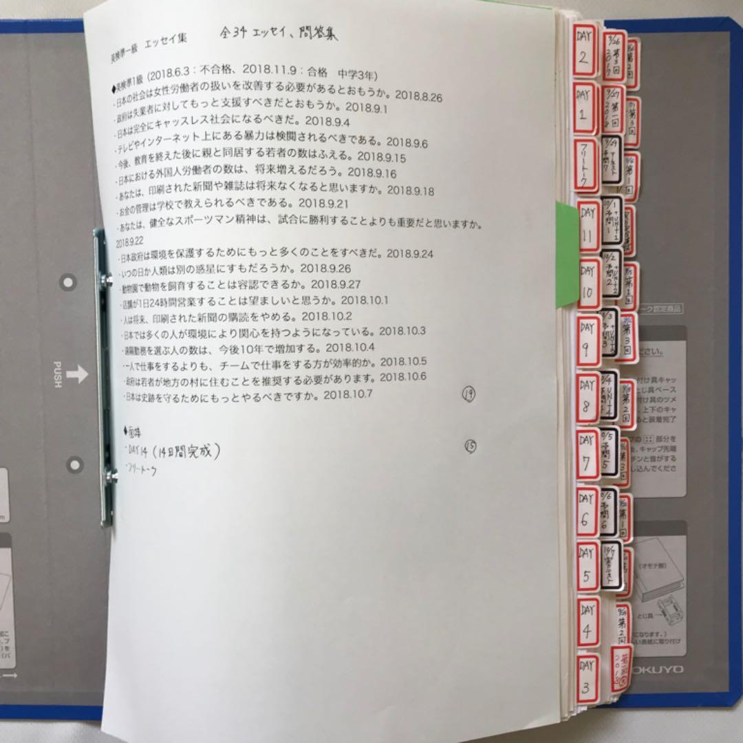 英検準1級　エッセイ集　面接問答集(カラーコピー)