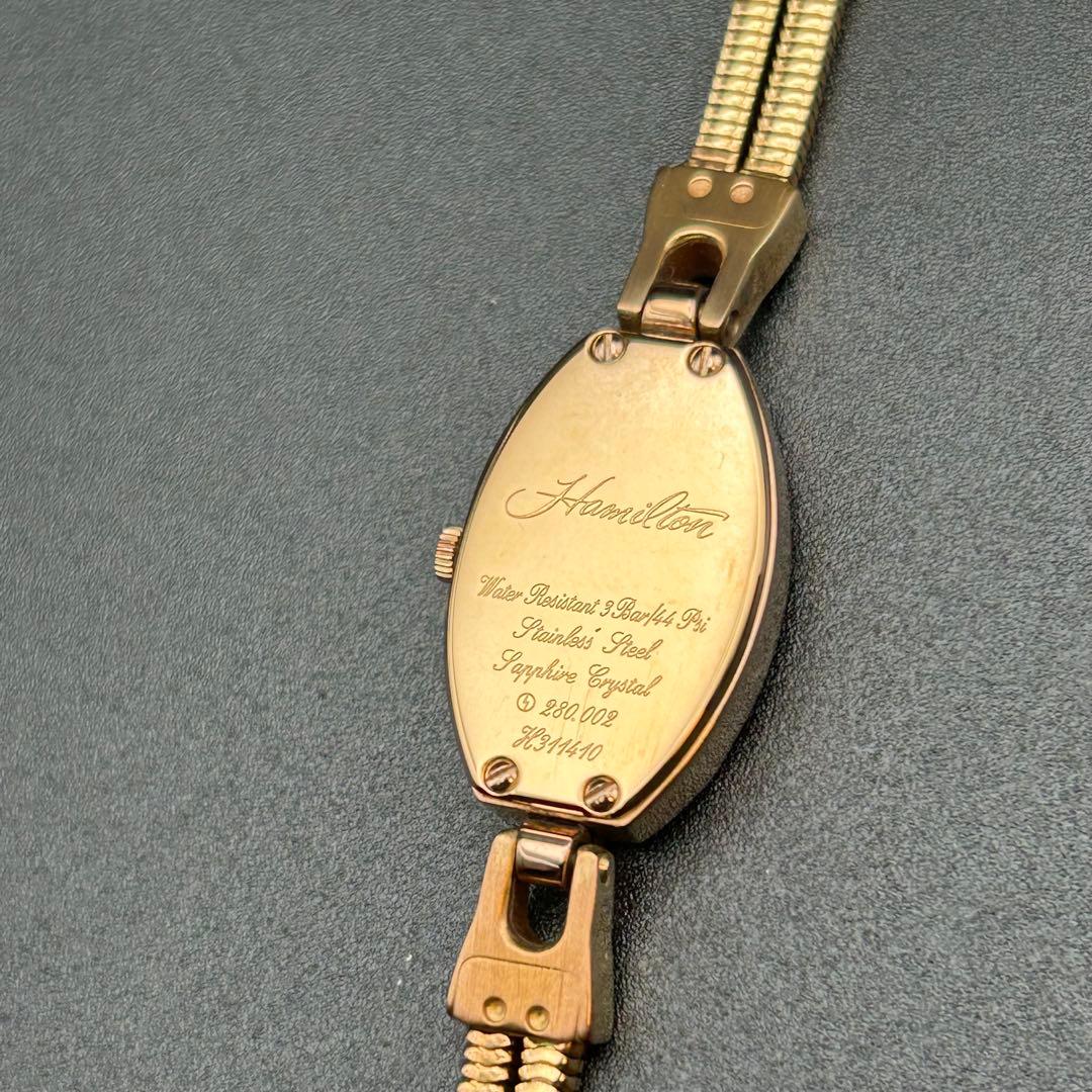 美品 ハミルトン レディハミルトン アンティークゴールド 新品電池 箱付 希少