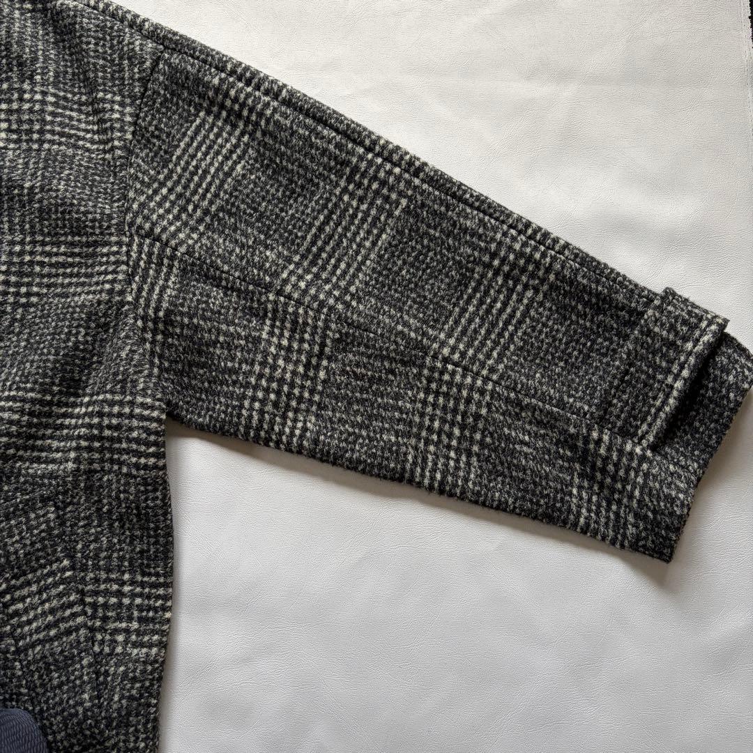 ＊人気【スピックアンドスパン】Wスライバーチェックハーフコート　ブラック系　38