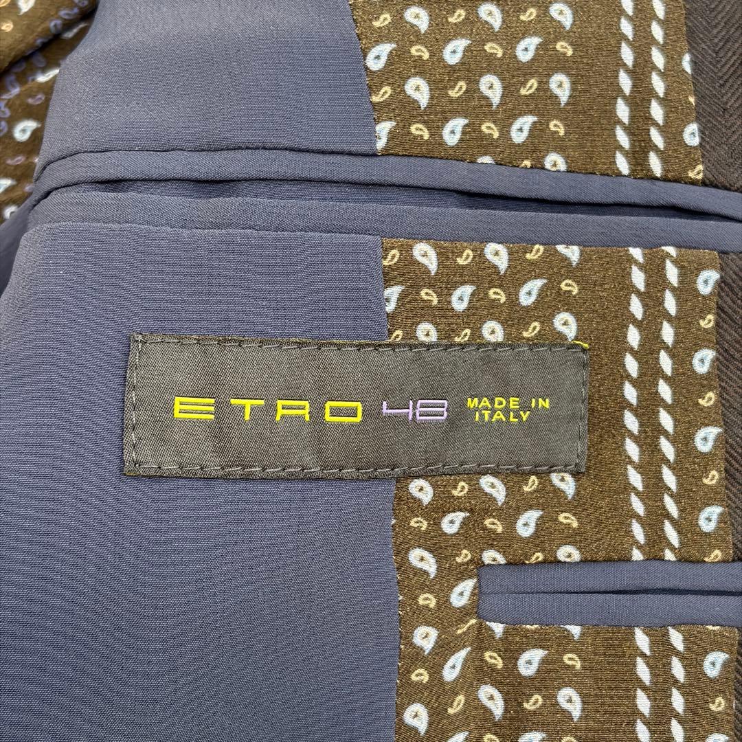 【ペイズリー×ヘリンボーン】ETRO エトロ テーラードジャケット シルク