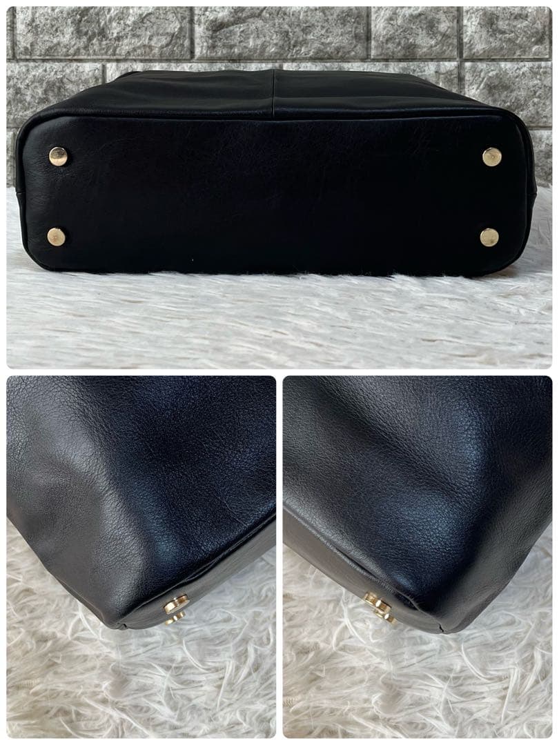 【新品未使用】イアパピヨネ　樹脂チャーム付き　レザー　トートバッグ　A4収納可能