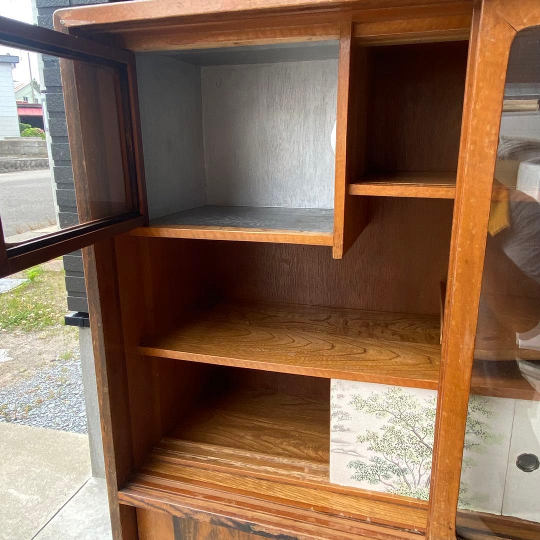 自宅長期保管品 茶箪笥 茶タンス ガラス戸 ビンテージ アンティーク 昭和レトロ