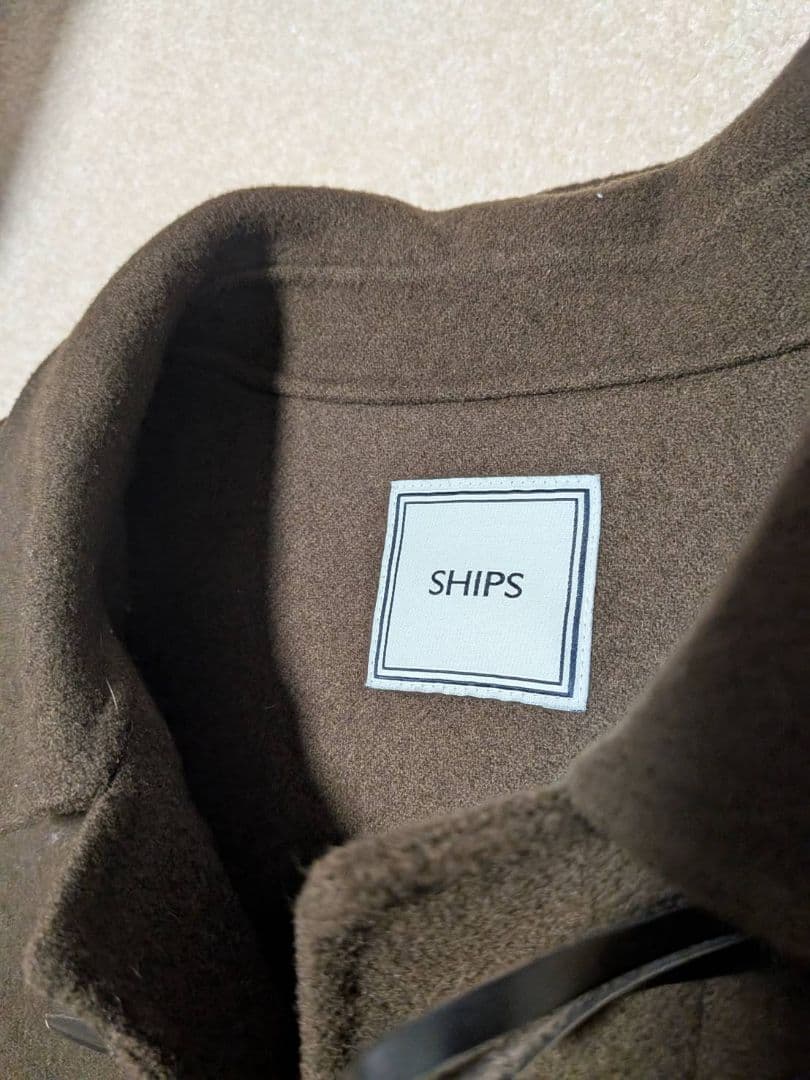 SHIPS シップス ダブルフェイスメルトンダッフルコートブラウン メンズ
