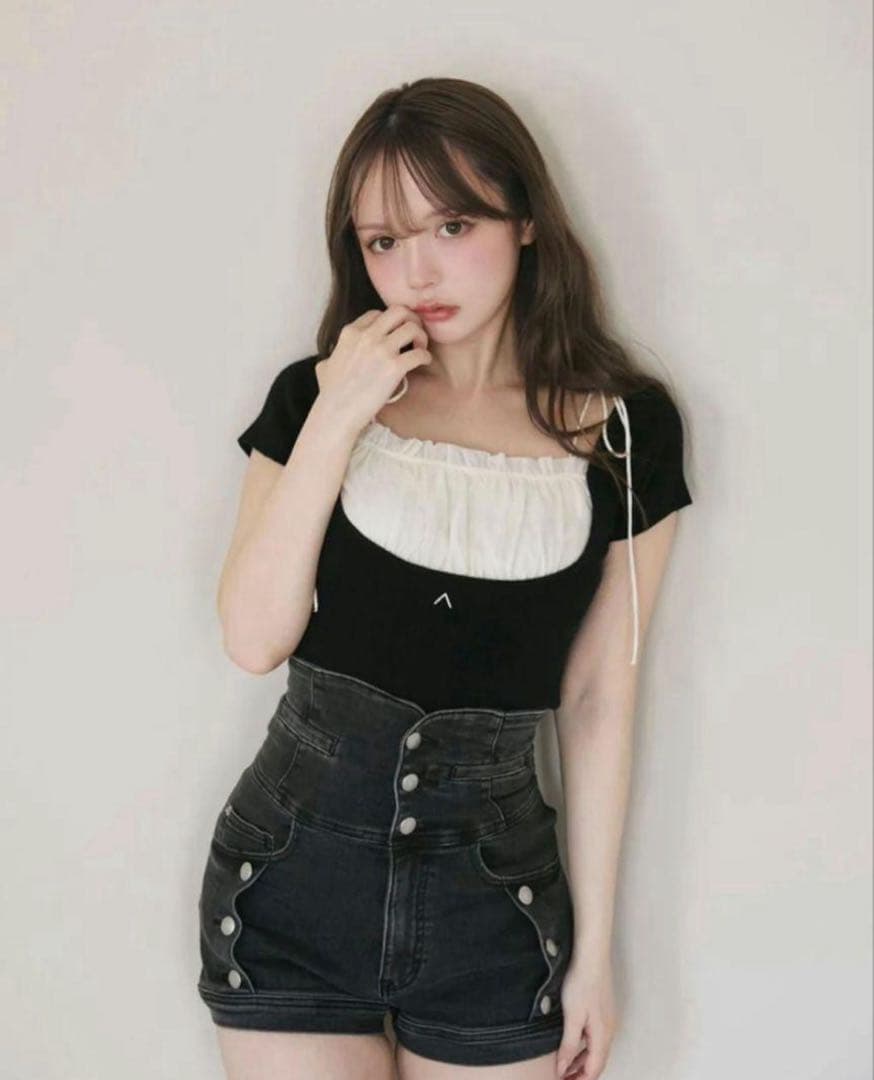 アンドマリー andmary Ribbon denim allinone