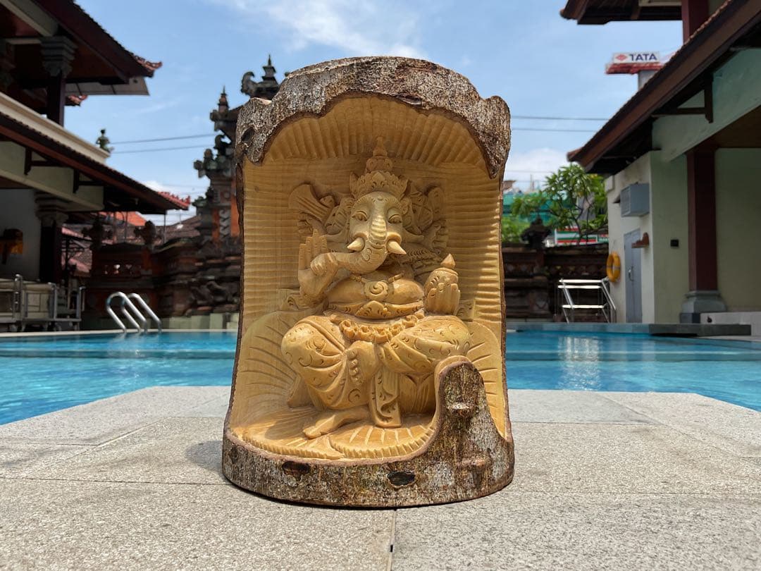 【新入荷】ガネーシャ像(夢をかなえる神様)木彫り [H20.8cm]