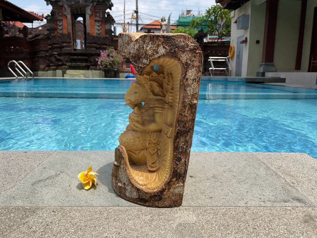 【新入荷】ガネーシャ像(夢をかなえる神様)木彫り [H20.8cm]