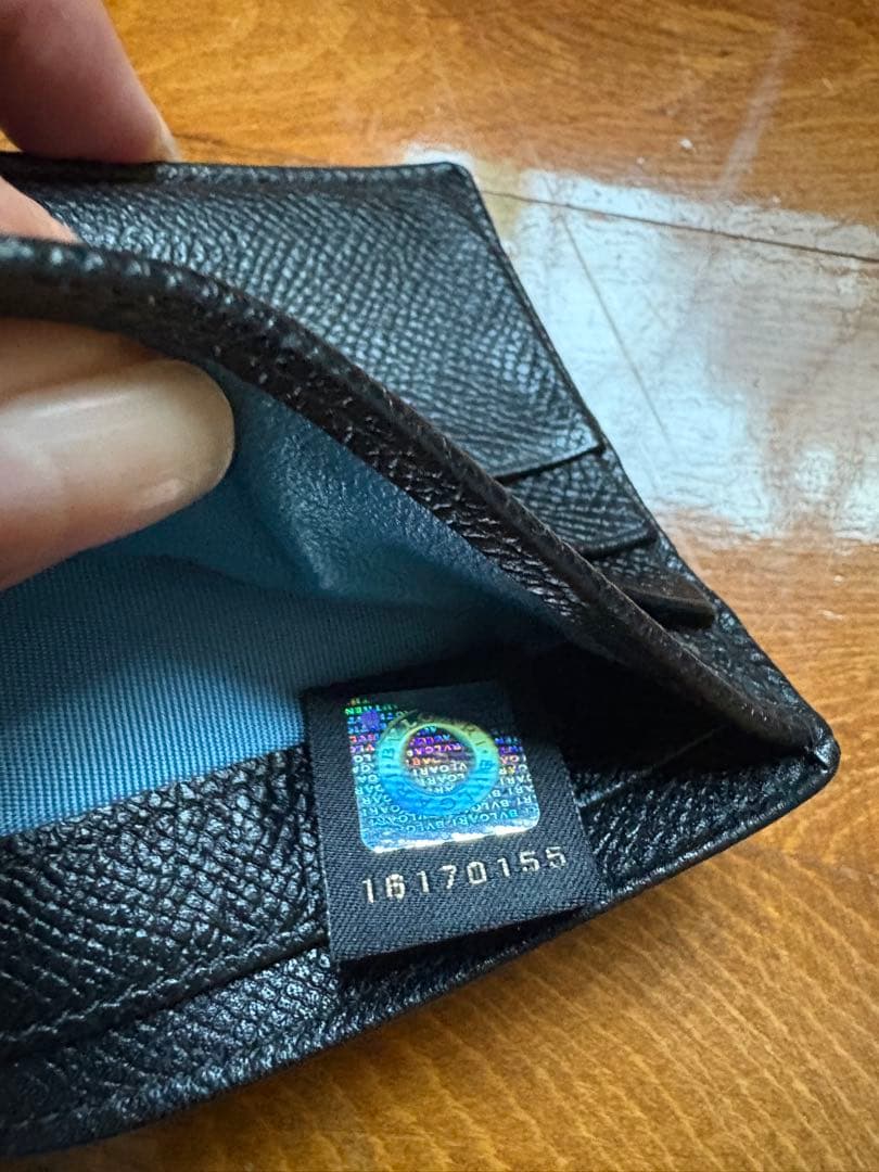 BVLGARI ブルガリ 二つ折り財布 ブラック 黒 本革 レザー リング 銀