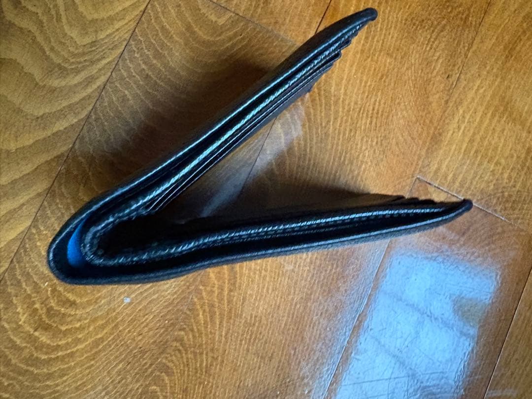 BVLGARI ブルガリ 二つ折り財布 ブラック 黒 本革 レザー リング 銀