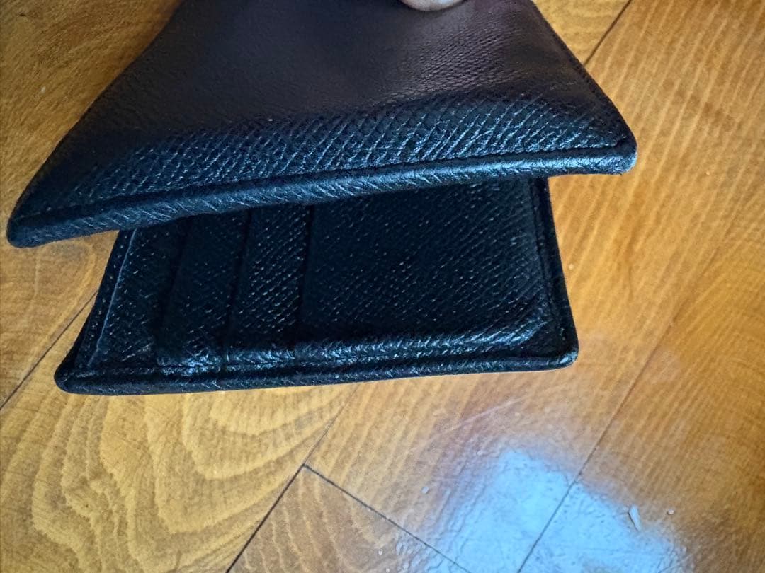 BVLGARI ブルガリ 二つ折り財布 ブラック 黒 本革 レザー リング 銀