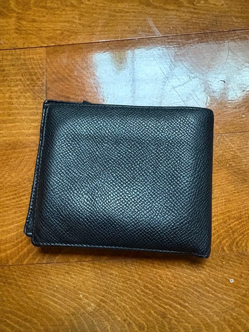 BVLGARI ブルガリ 二つ折り財布 ブラック 黒 本革 レザー リング 銀