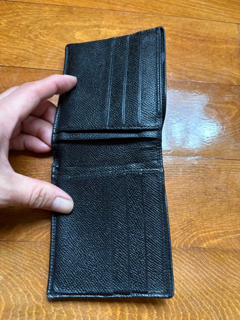 BVLGARI ブルガリ 二つ折り財布 ブラック 黒 本革 レザー リング 銀