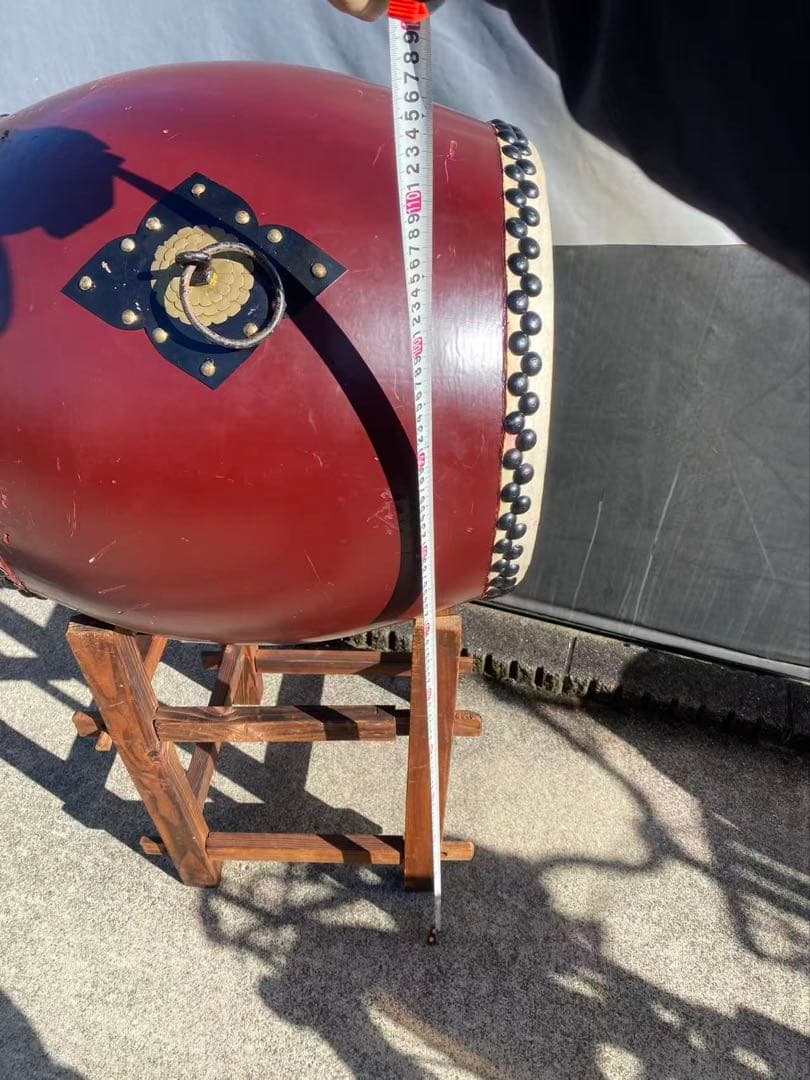 和太鼓鼓面】約47cm【胴高】約60cm和太鼓と太鼓台のセットになります 年代物