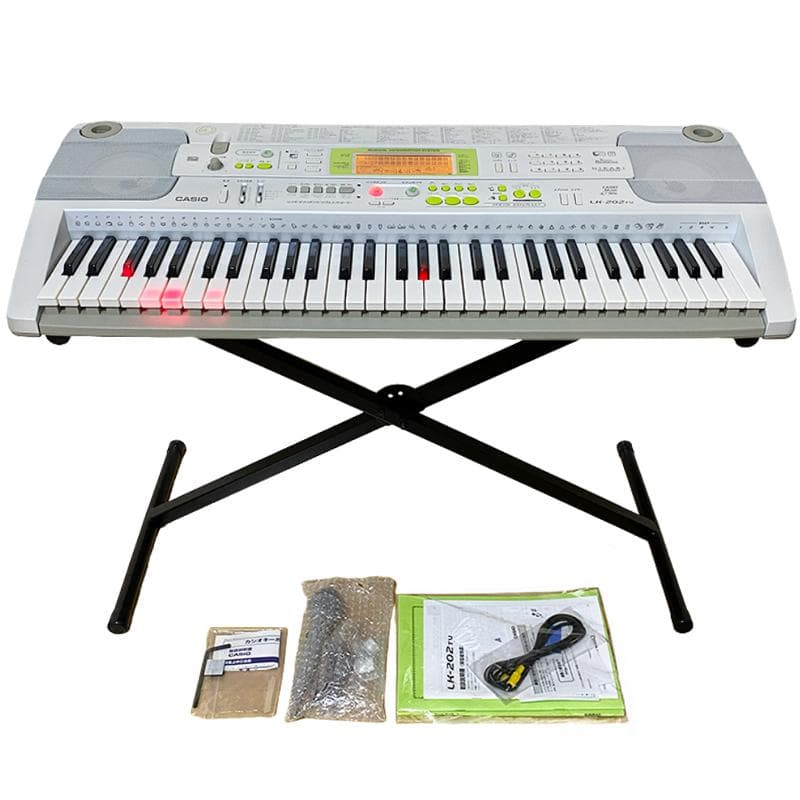 【美品】CASIO 光ナビゲーション キーボード LK-202TV スタンド付き