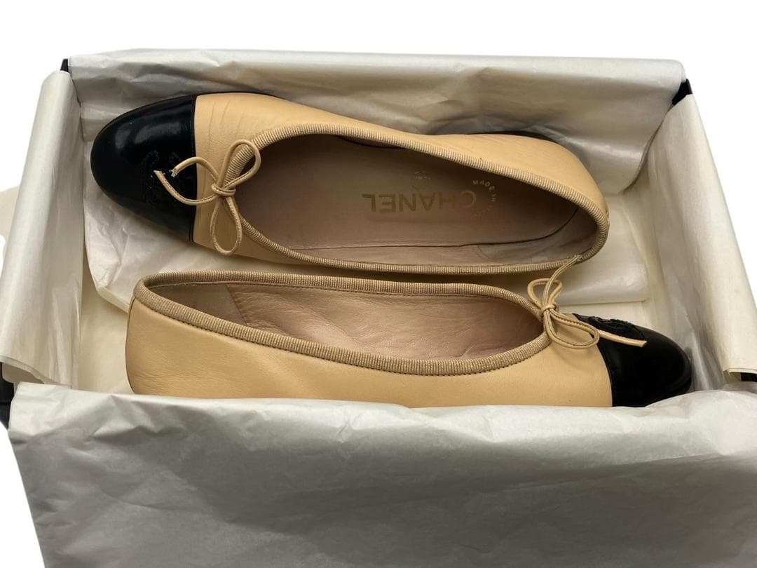 【極美品】CHANEL　シャネル　バレエシューズパンプス　ベージュ　35 1/2