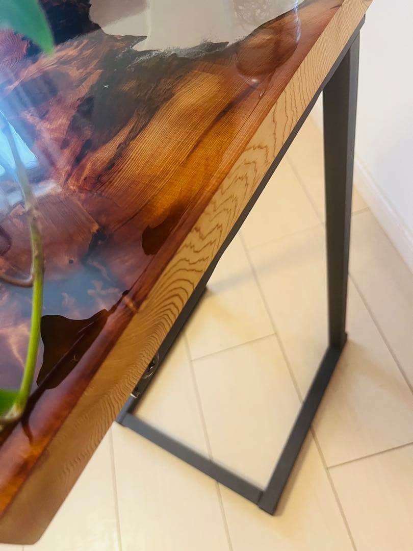 屋久杉　レジンテーブル　サイドテーブル　ソファテーブル