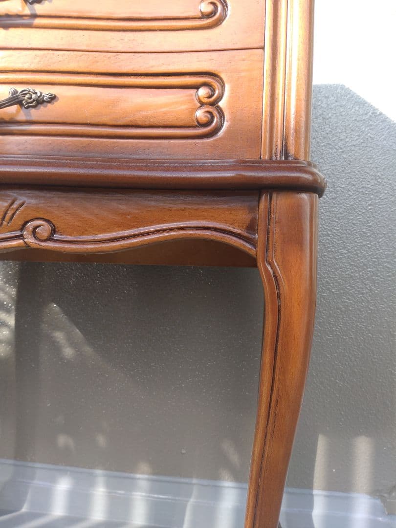 木製アンティーク調 猫脚 3段引き出し コンソールテーブル