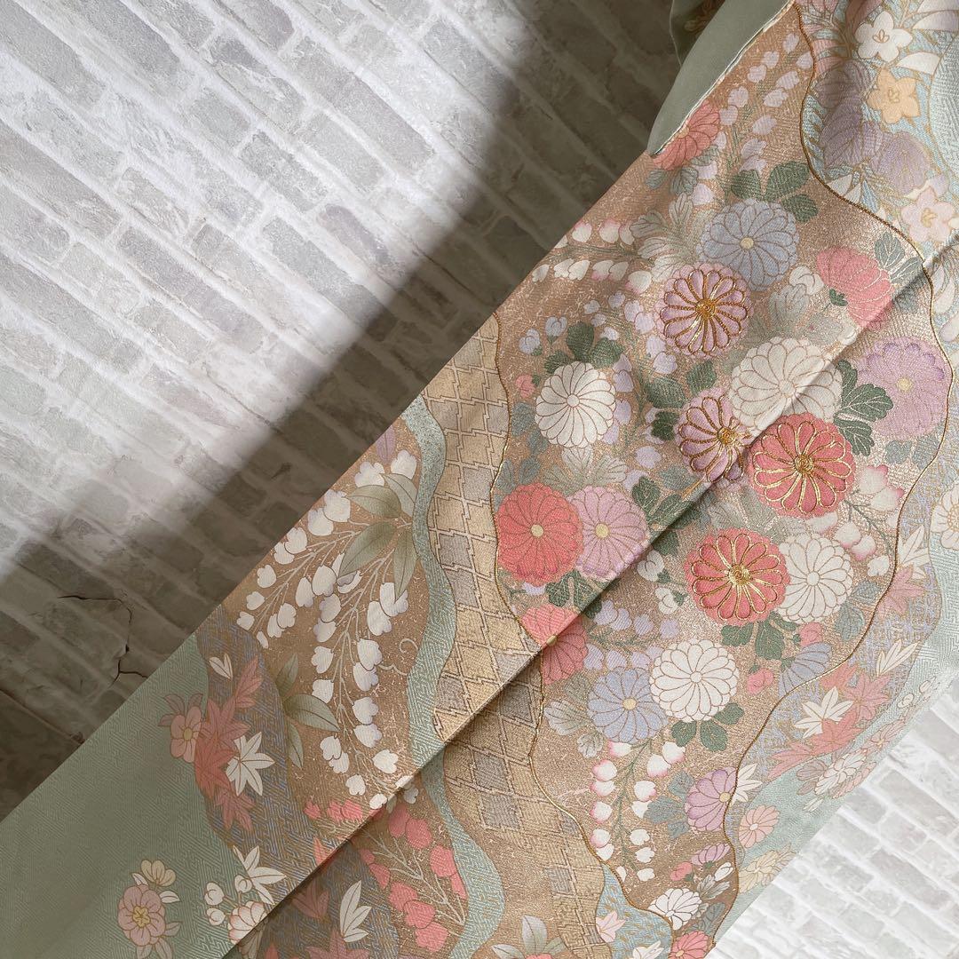 訪問着　フルセット　辻ヶ花　桜のような辻ヶ花　金駒刺繍　綸子　半衿　着物　Q5