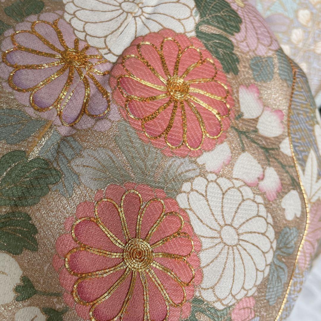 訪問着　フルセット　辻ヶ花　桜のような辻ヶ花　金駒刺繍　綸子　半衿　着物　Q5