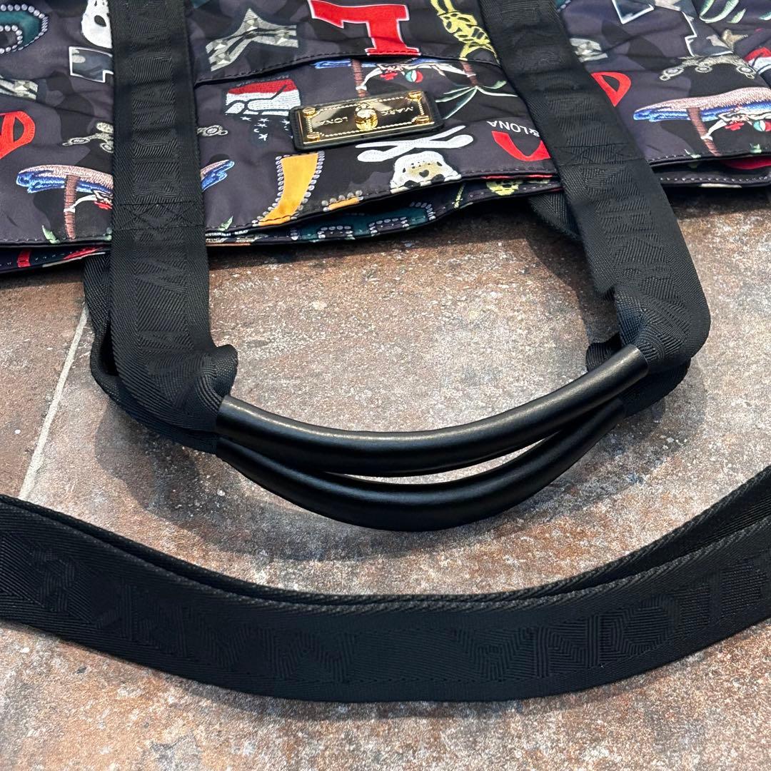 楽市楽座 MARK＆LONA ビッグトートバッグ 総柄 スカル ボストン