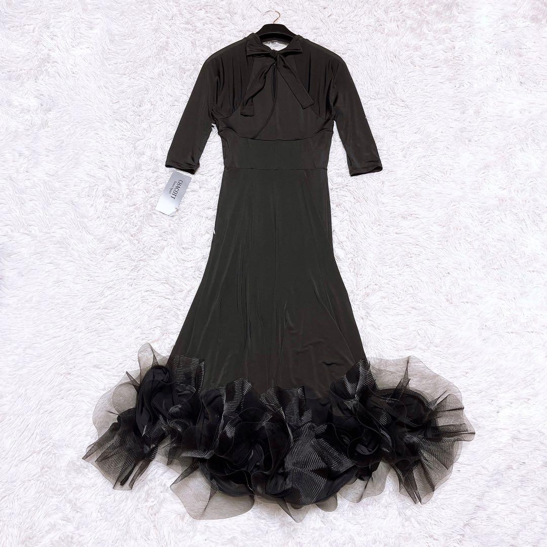 新品 チャコット 社交 ダンス 衣装 ワンピース ドレス リボン ロング 黒