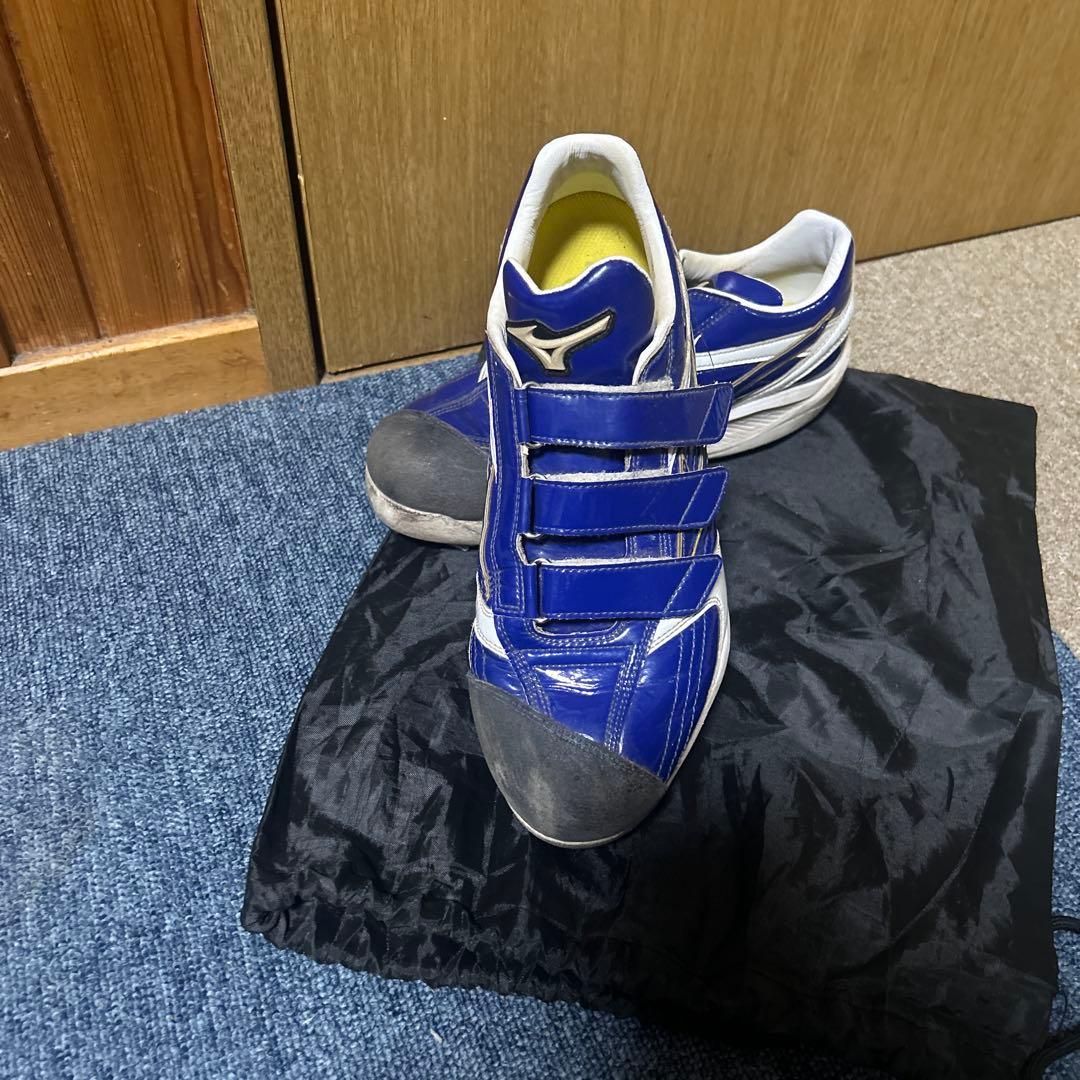 Mizuno グローバルエリートスパイクシューズ 青 ベルクロ 収納袋付き