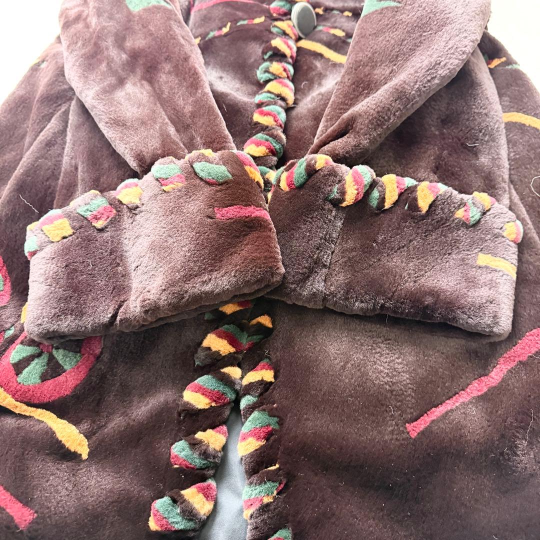 サガミンク 2382 毛皮 シェアードミンク ロールアップ　ロングコート 総柄