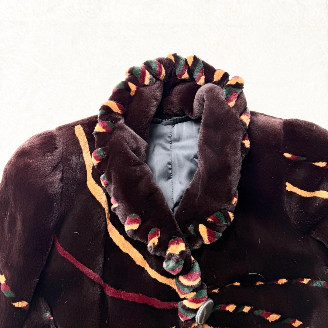 サガミンク 2382 毛皮 シェアードミンク ロールアップ　ロングコート 総柄