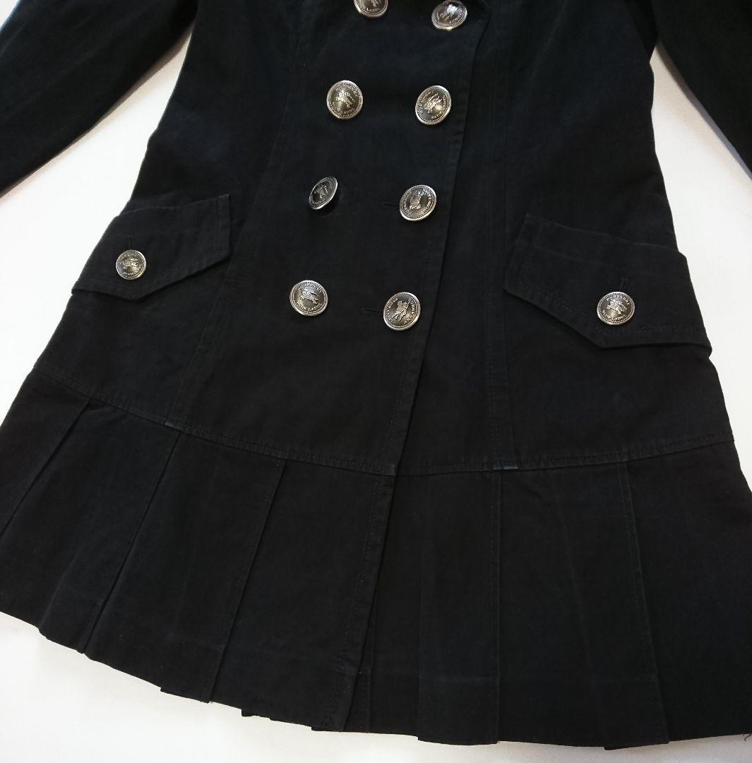 バーバリーブルーレーベル✨トレンチコート 銀ボタン 黒 38 コットン チェック