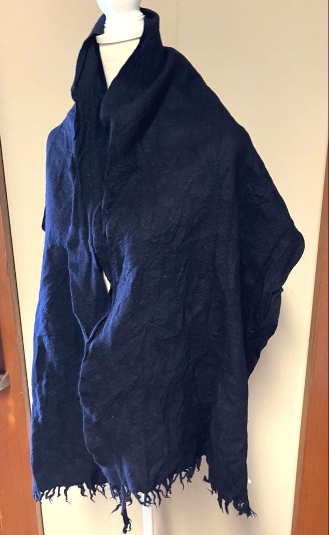 コムデギャルソンHOMME 縮絨ウールマフラー ネイビーカラー