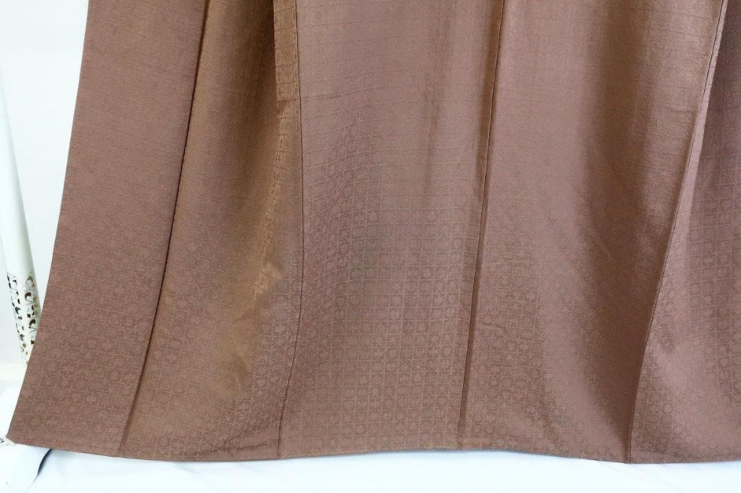 ★専用★美品 小紋 千地泰弘 作家物 ココアブラウン 格子身丈164.0cm正絹