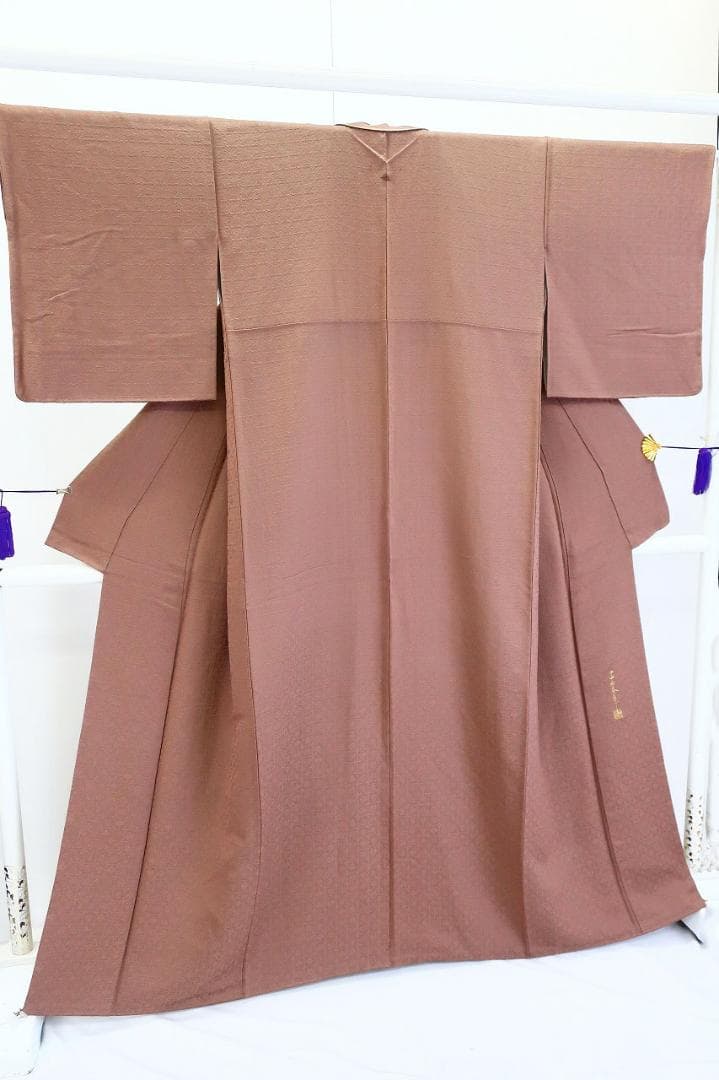 ★専用★美品 小紋 千地泰弘 作家物 ココアブラウン 格子身丈164.0cm正絹