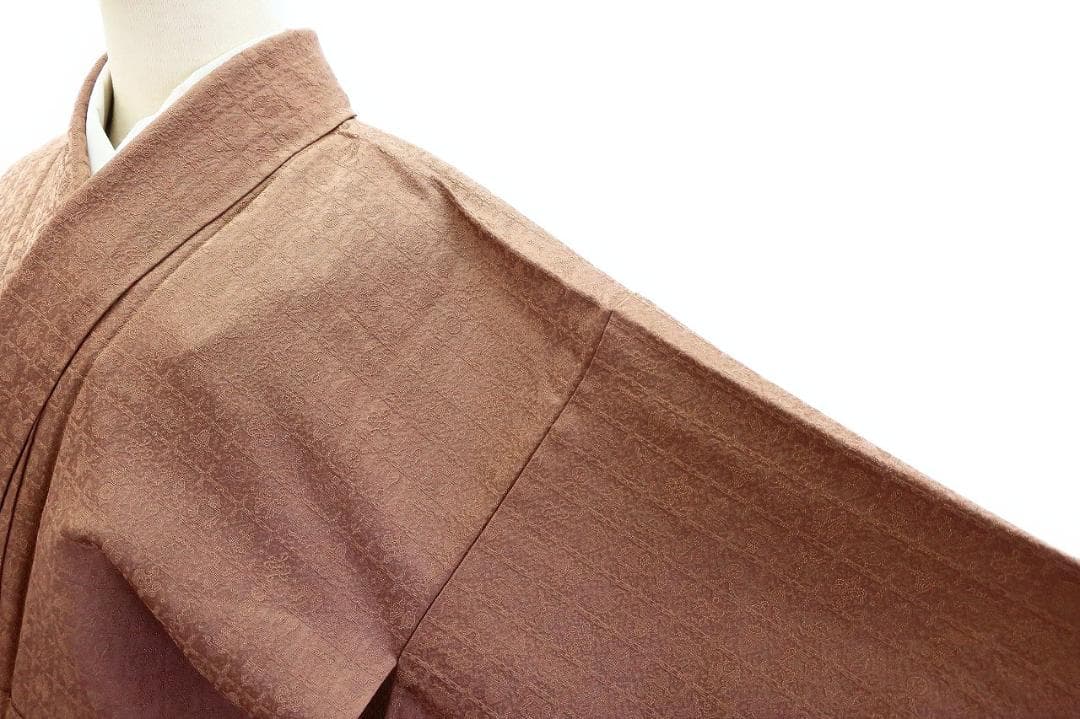 ★専用★美品 小紋 千地泰弘 作家物 ココアブラウン 格子身丈164.0cm正絹