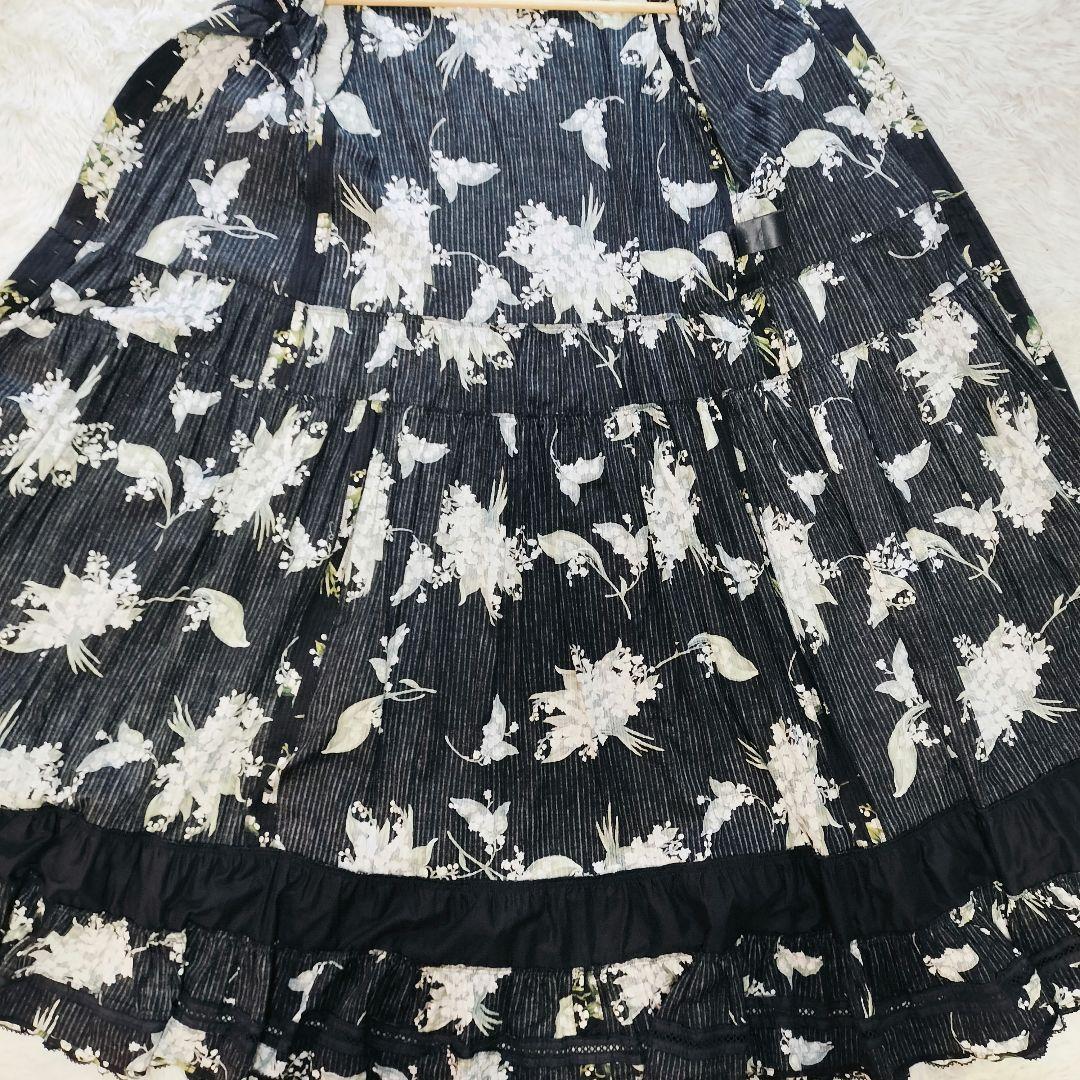 【極美品】PINK HOUSE 24SS すずらんプリント マキシ丈 黒 前開き