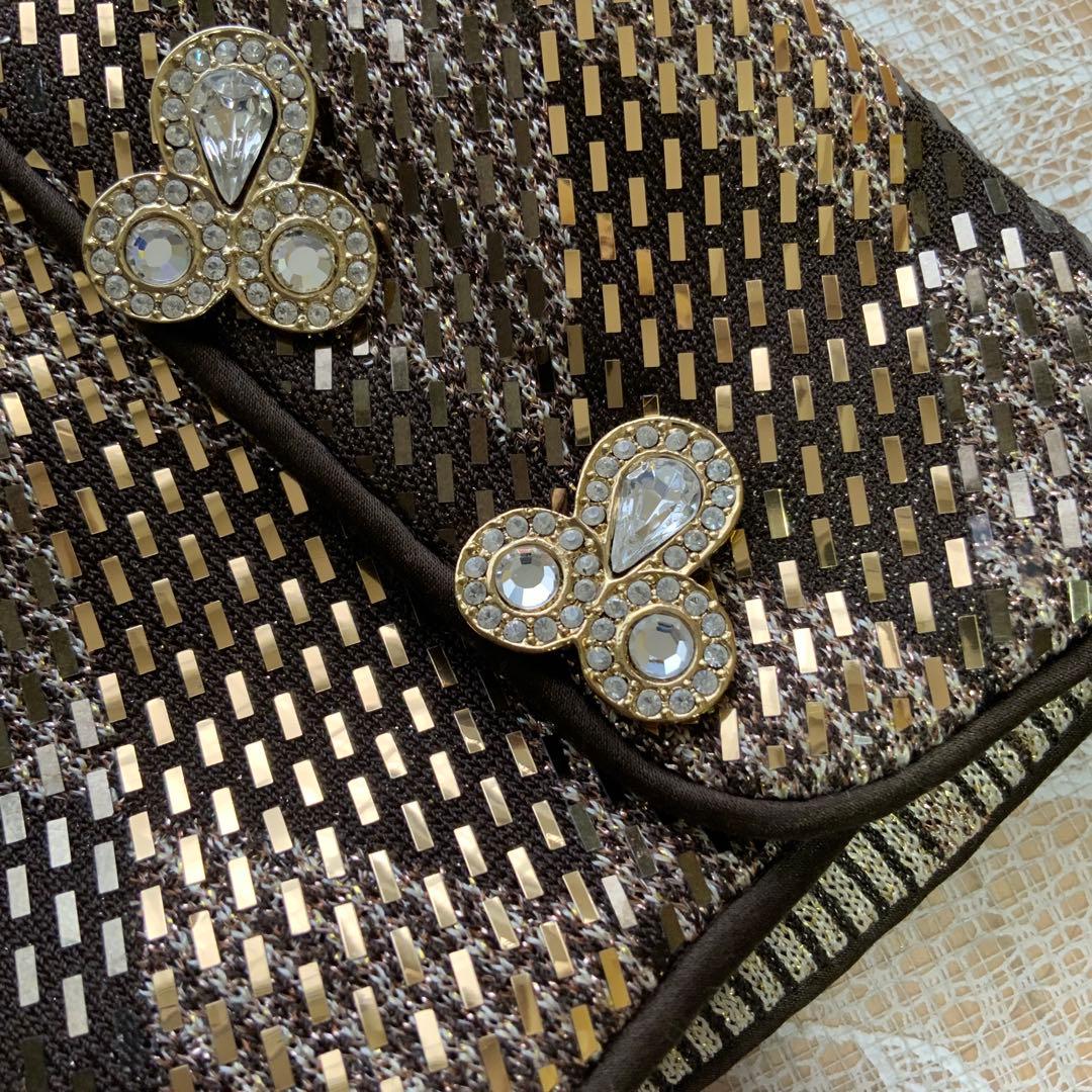 美品セントジョンST.JOHN　ラメフィルムジップアップジャケットサイズ12茶系