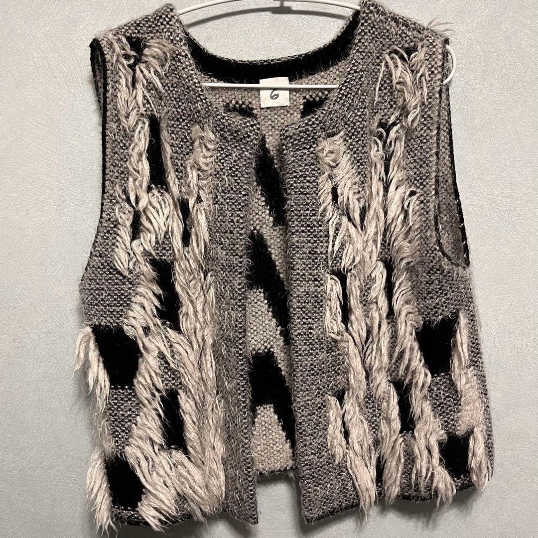 【完売商品】　6(roku) フリンジジャガードベスト