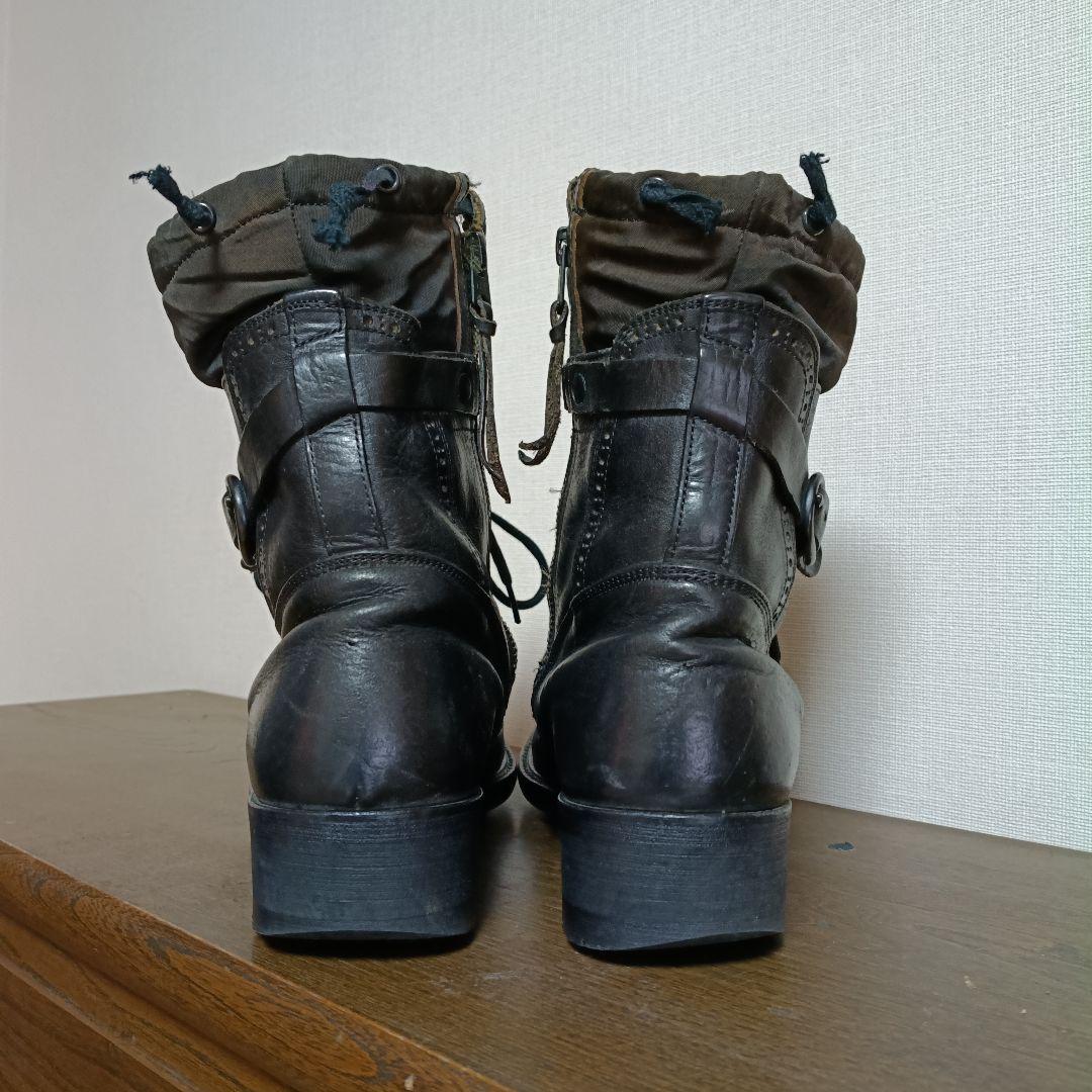 アルフレッドバニスター 41 レースアップ サイドジップ ブーツ 黒 レザー