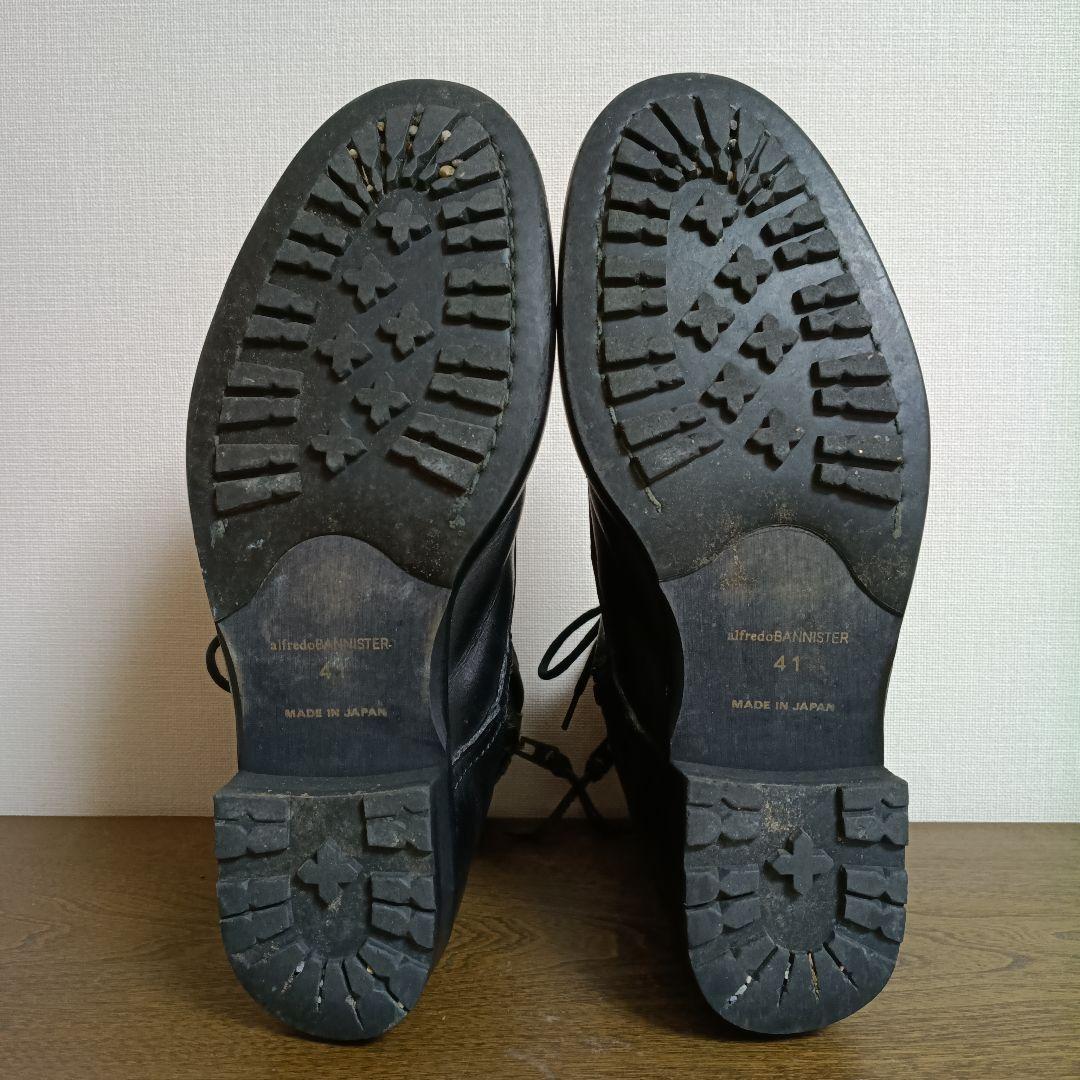 アルフレッドバニスター 41 レースアップ サイドジップ ブーツ 黒 レザー