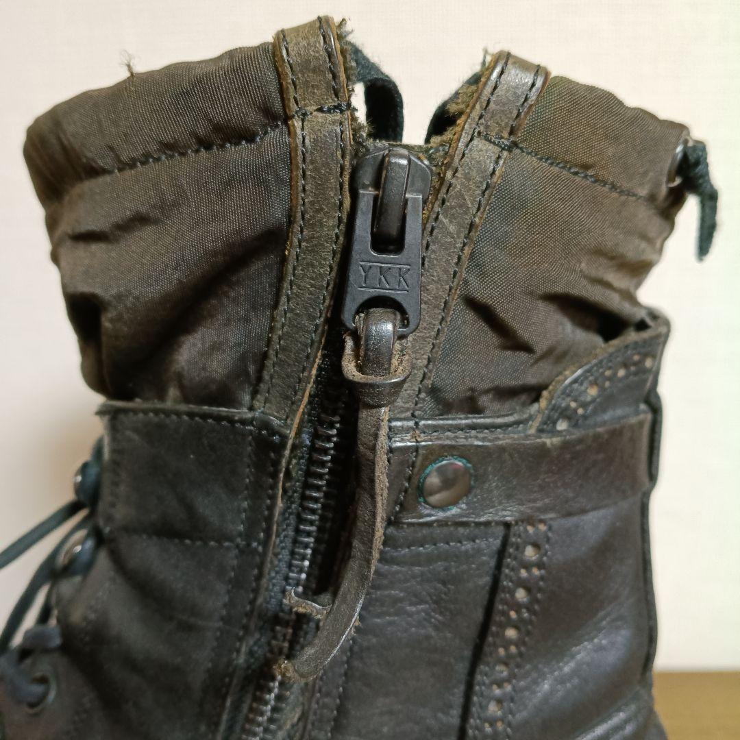 アルフレッドバニスター 41 レースアップ サイドジップ ブーツ 黒 レザー