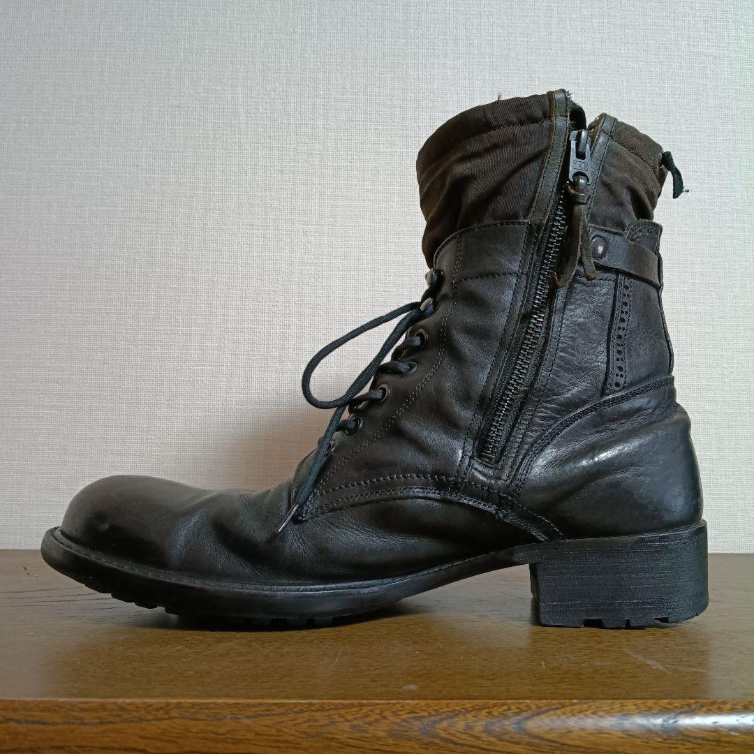 アルフレッドバニスター 41 レースアップ サイドジップ ブーツ 黒 レザー