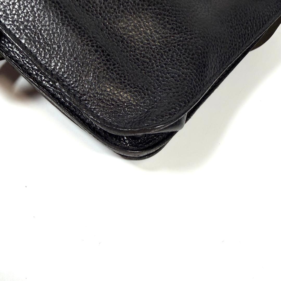 【美品】イルビゾンテ　ショルダーバッグ　レザー　シボ革　ゴールド金具　ブラック