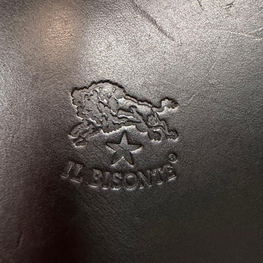 【美品】イルビゾンテ　ショルダーバッグ　レザー　シボ革　ゴールド金具　ブラック