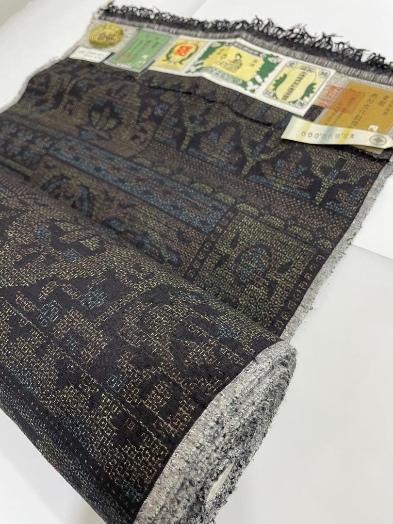 重要無形文化財　地機　結城紬　新品反物　結 マーク　証紙有り