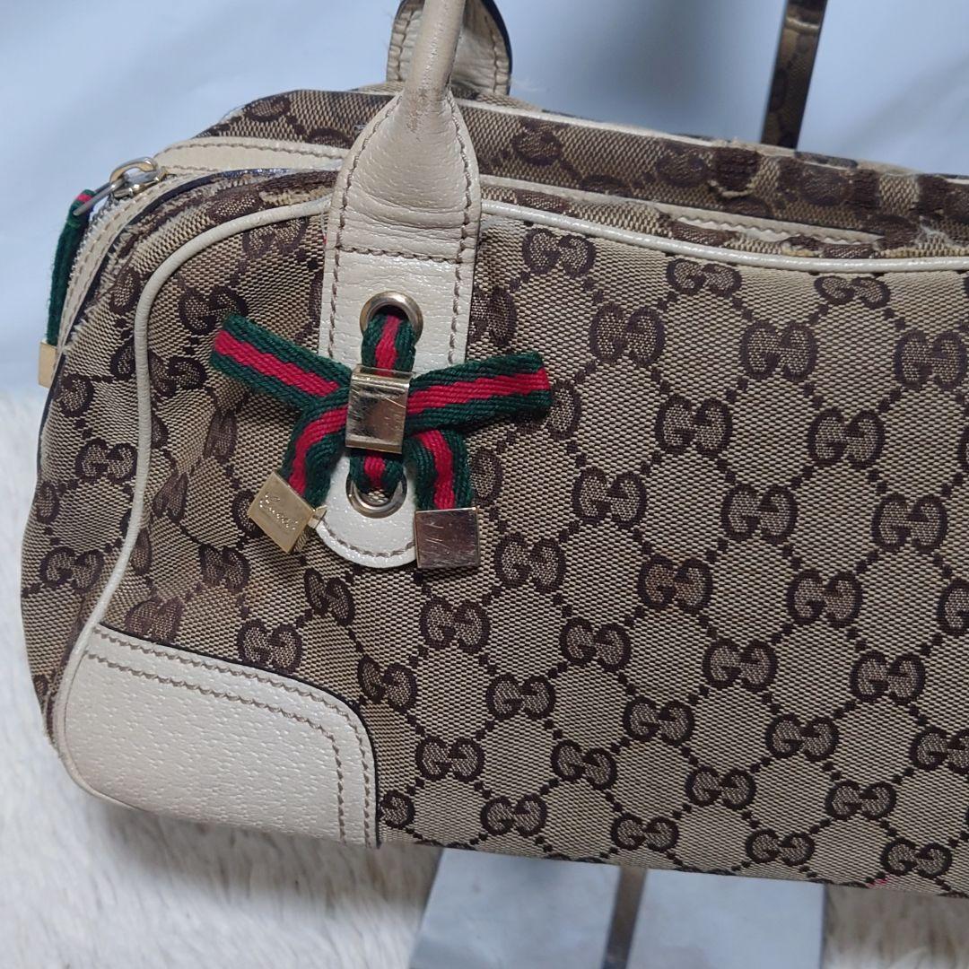 【希少】GUCCI ミニボストンバッグ GG柄 シェリーラインリボン プリンシー