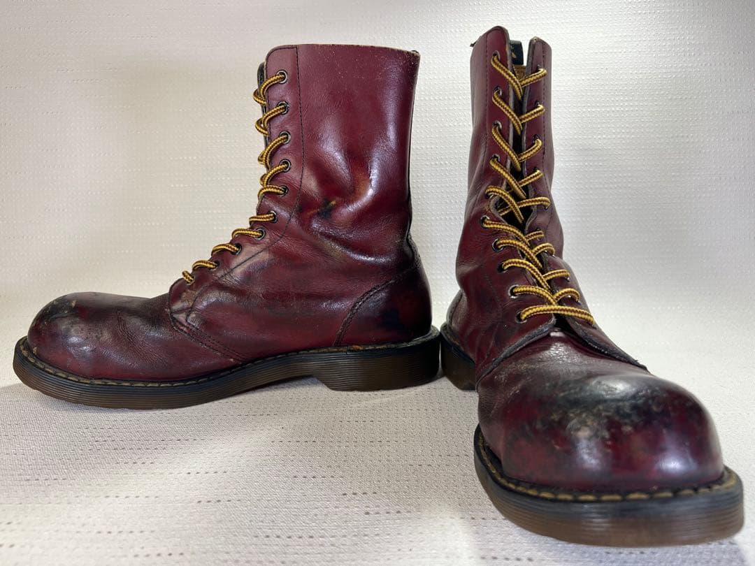 UK8_27cm Dr.Martens 10ホールブーツ スチールトゥ 英国製