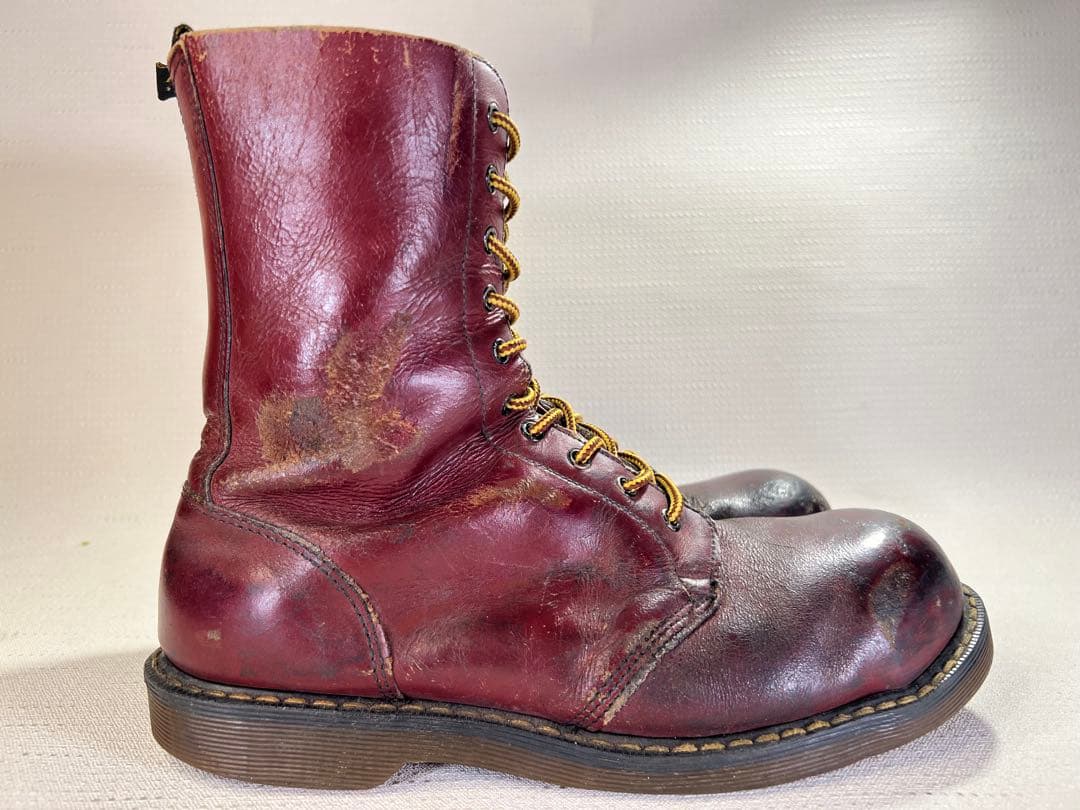 UK8_27cm Dr.Martens 10ホールブーツ スチールトゥ 英国製