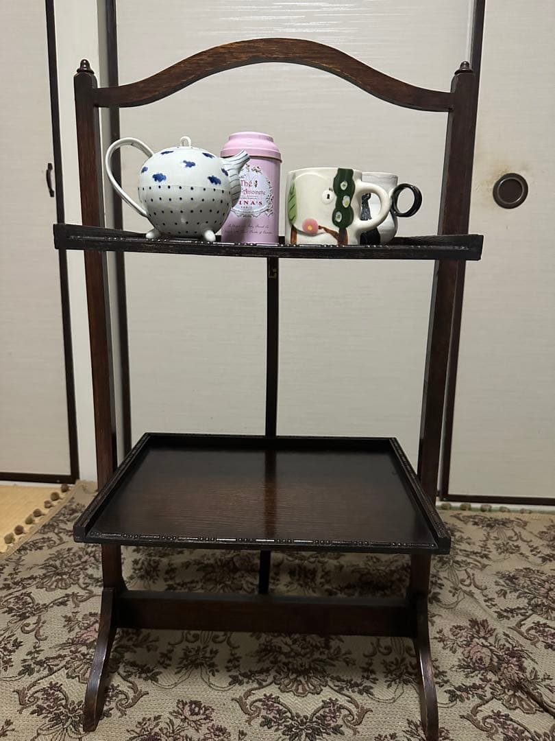 イギリス　アンティーク　ケーキスタンド　アフタヌーンティー　折りたたみ式