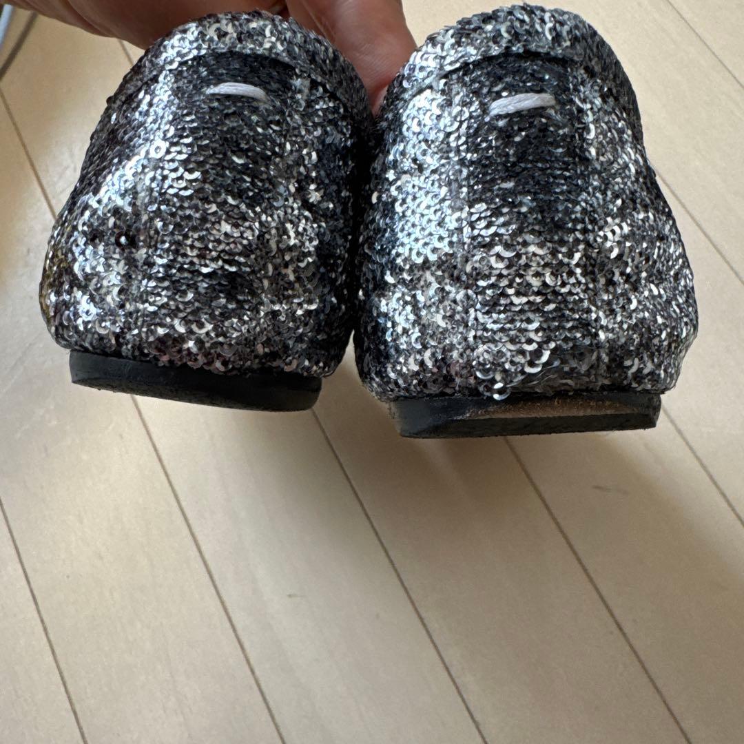 マルジェラ tabi タビ バレエ メタリック スパンコール シルバー 38