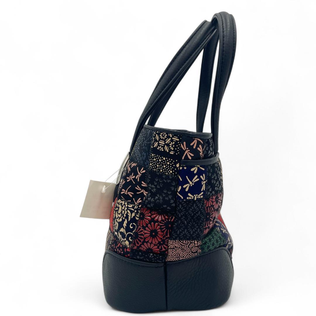 【未使用品】印傳屋　印伝 パッチワークハンドバッグ JRA公認 鹿革