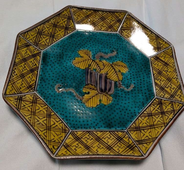 九谷焼　八角形花柄皿 5枚セット